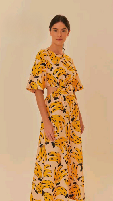 FARM MIDI BOSSA BANANA DRESS